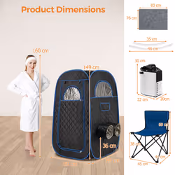 Portable Steam Sauna Tent 1 or 2 People Sauna Tent Foldable Chair-Black