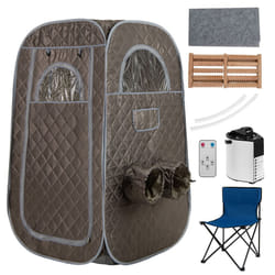 Portable Steam Sauna Tent 1 or 2 People Sauna Tent Foldable Chair-Gray