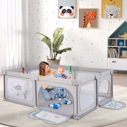 Large Baby Playpen Kids Activity Center w/ 50 PCS Ocean Balls Infant Safety Gate