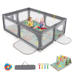 Baby Playpen 205 cm x 146 cm Baby Activity Center w/Mat-Dark Grey