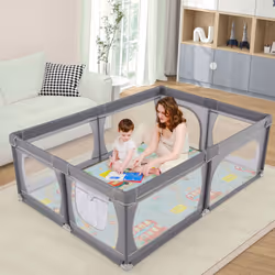 Baby Playpen 205 cm x 146 cm Baby Activity Center w/Mat-Dark Grey