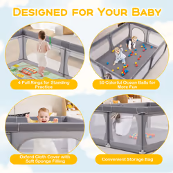 Baby Playpen 205 cm x 146 cm Baby Activity Center w/Mat-Dark Grey