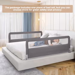 Toddlers Bed Rail Guard 150CM Foldable Baby Bed Rail-Grey