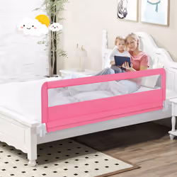 Toddlers Bed Rail Guard 180CM Foldable Baby Bed Rail-Pink