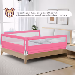 Toddlers Bed Rail Guard 180CM Foldable Baby Bed Rail-Pink