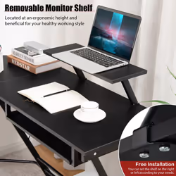 L-Shaped Computer Desk Home Office Corner Workstation w/ Movable Host Stand
