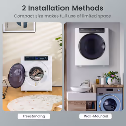 4KG Compact Dryer 1400W Electric Clothes Dryer w/3 Heating Options-White
