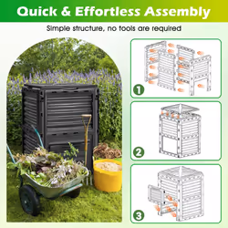 Large Outdoor Compost Bin 300L for Kitchen Waste & Garden Scraps-Black