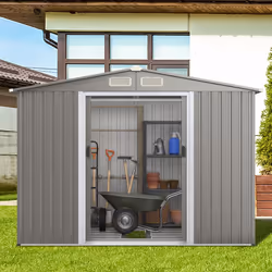 8FT X 6FT Outdoor Storage Shed Weather-resistant Utility Tool Organizer