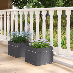 2 Pack Square Planter Box HDPE Flower Pot Raised Garden Bed w/Drainage