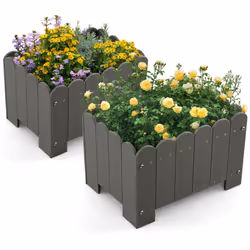 2 Pack Planter Box Raised Garden Bed HDPE Flower Pot w/Drainage