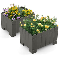 2 Pack Planter Box Raised Garden Bed HDPE Flower Pot w/Drainage
