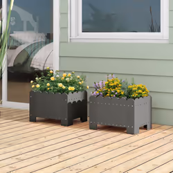 2 Pack Planter Box Raised Garden Bed HDPE Flower Pot w/Drainage