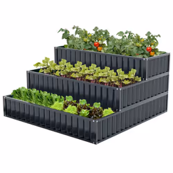 3-Tier Raised Garden Bed Heavy-Duty Metal Outdoor Planter Box-Black
