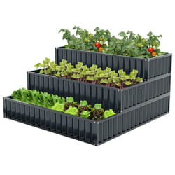 3-Tier Raised Garden Bed Heavy-Duty Metal Outdoor Planter Box-Black