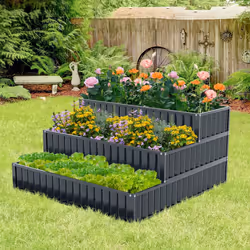 3-Tier Raised Garden Bed Heavy-Duty Metal Outdoor Planter Box-Black