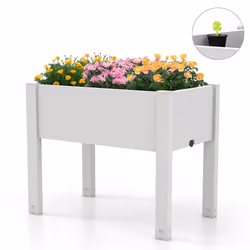 Raised Bed Grow Box 53L Self-Watering Planter Box Stand-White