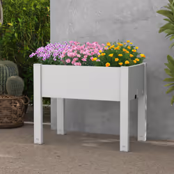 Raised Bed Grow Box 53L Self-Watering Planter Box Stand-White