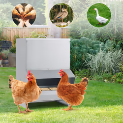 22 kg Capacity Galvanized Wall Mount Chicken Feeder with Lid-Silver