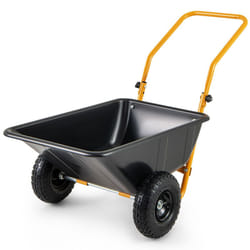 Dual-Wheel Wheelbarrow Heavy-Duty Garden Utility Cart-Black