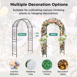 Garden Trellis Pergola Outdoor Metal Arbor w/Classical Style Decorations