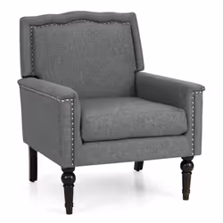 Mid-century Modern Armchair Linen Fabric Upholstered Accent Chair