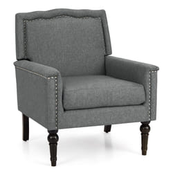 Mid-century Modern Armchair Linen Fabric Upholstered Accent Chair