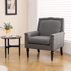 Mid-century Modern Armchair Linen Fabric Upholstered Accent Chair