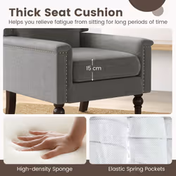 Mid-century Modern Armchair Linen Fabric Upholstered Accent Chair