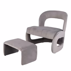 Accent Chair Upholstered Velvet Chair and Ottoman Set