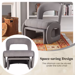 Accent Chair Upholstered Velvet Chair and Ottoman Set