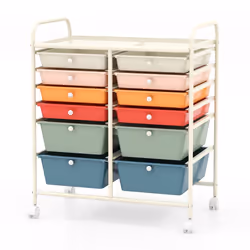 12 Drawer Rolling Storage Cart Office Lightweight Utility Cart w/Wheels