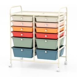 12 Drawer Rolling Storage Cart Office Lightweight Utility Cart w/Wheels