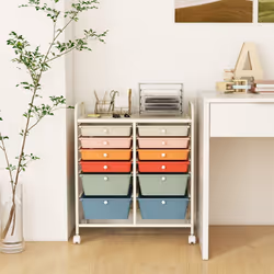 12 Drawer Rolling Storage Cart Office Lightweight Utility Cart w/Wheels