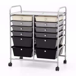 12 Drawer Rolling Storage Cart Office Lightweight Utility Cart w/Wheels