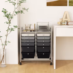 12 Drawer Rolling Storage Cart Office Lightweight Utility Cart w/Wheels