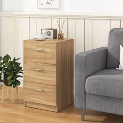 Bedside Table Wooden Nightstand w/Drawers Night Chest End Table Natural