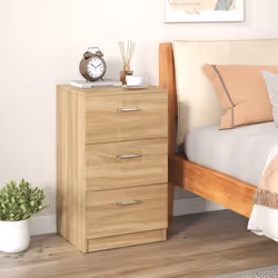 Bedside Table Wooden Nightstand w/Drawers Night Chest End Table Natural
