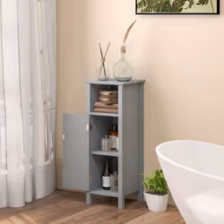 Bathroom Floor Cabinet Freestanding Narrow Storage Organizer-Grey