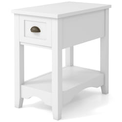 Side End Table Retro Side Table Rectangular Nightstand-White