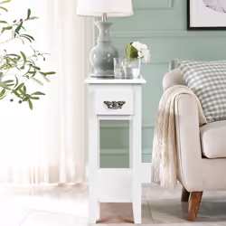 Side Table 2 Tier End Table w/ Storage Drawer and Lower Shelf