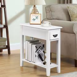 Side Table 2 Tier End Table w/ Storage Drawer and Lower Shelf