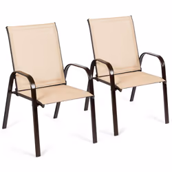 Set of 2 Patio Chairs Portable Garden Camping Dining Chairs-Coffee