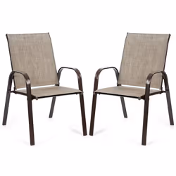 Set of 2 Patio Chairs Portable Garden Camping Dining Chairs-Grey