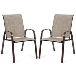 Set of 2 Patio Chairs Portable Garden Camping Dining Chairs-Grey
