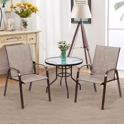 Set of 2 Patio Chairs Portable Garden Camping Dining Chairs-Grey