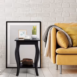 Set of 2 End Table Living Room Accent Table Sofa Side Table-Black