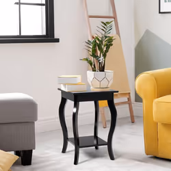 Set of 2 End Table Living Room Accent Table Sofa Side Table-Black