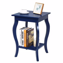 End Table Accent Table Open Storage Shelves Sofa Side Table-Blue