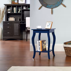 End Table Accent Table Open Storage Shelves Sofa Side Table-Blue